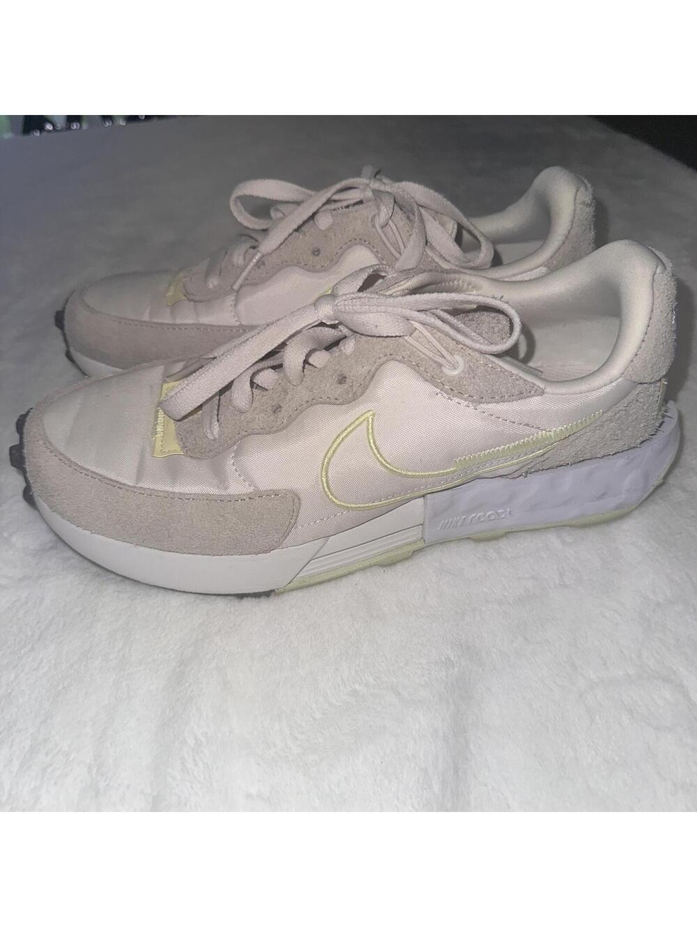 Nike Waffle One Womens 7.5 Cream Beige Suede Mesh Sneakers DC3579-002 - Picture 6 of 10